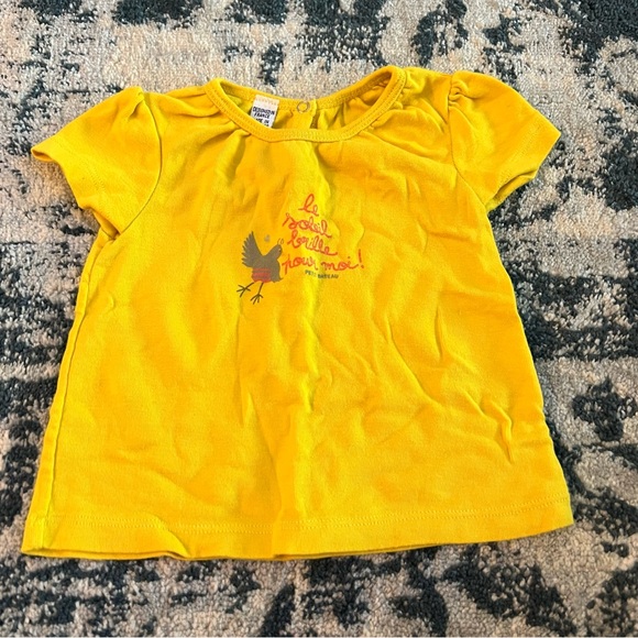Petit Bateau Bird T-shirt, Yellow, Baby Girl 6m - Picture 3 of 5